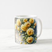 Mug Golden Roses on Rustic Stone Cottage Wall (Devant droit)