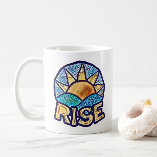 Mug Golden Sun Rise ~ Message de mise à niveau (Avec donut)
