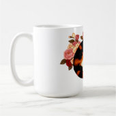 Mug Golden Whiskers: Calico Cat in Rose Reverie (Gauche)