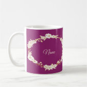 Mug Golden White Floral Pink Geometric Wedding Gift (Gauche)