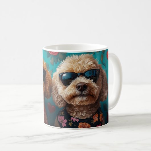 Mug Goldendoodle avec coeur Roses Saint-Valentin (Devant droit)