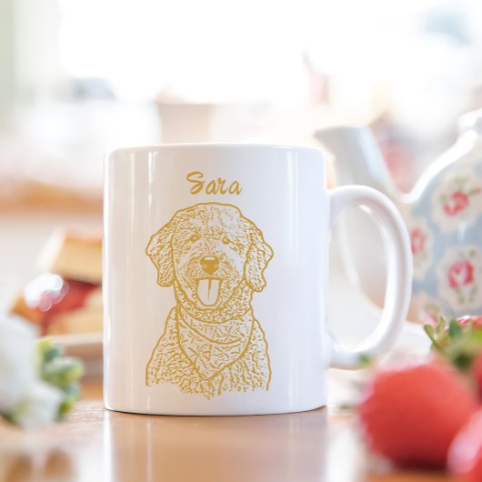 Mug Goldendoodle Chien Dessin Personnalisé À La Main
