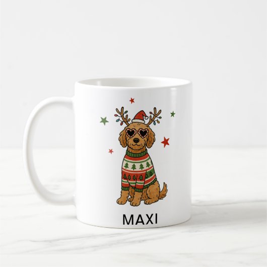 Mug Goldendoodle Chien Festif Noël (Gauche)