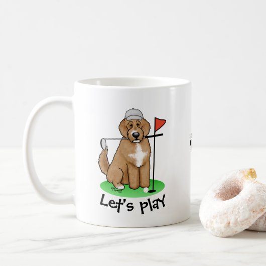 Mug Goldendoodle Chien Jouer Golf (rouge whmk2) Plaisi (Avec donut)