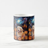 Mug Goldendoodle d'Halloween avec citrouilles effrayan (Centre)