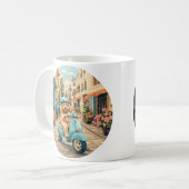 Mug Goldendoodle Dog Riding Scooter European Streets (Devant gauche)