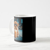Mug Goldendoodle drôle buvant du café glacé mème anima (Devant gauche)