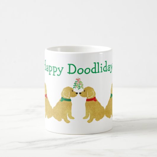 Mug Goldendoodles Personnalisés S'embrasser Sous Mistl (Centre)