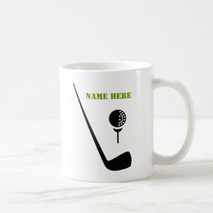 Mug Golf club and ball black, green custom
