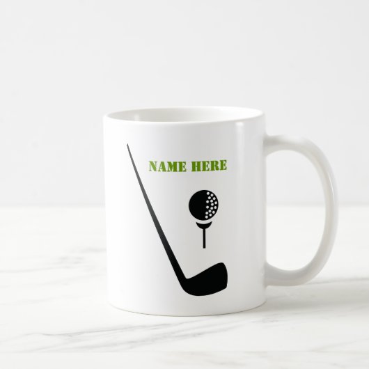 Mug Golf club and ball black, green custom (Droite)