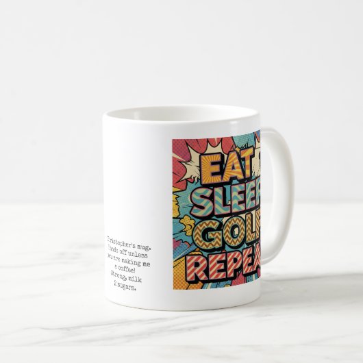 Mug Golf Eat Sleep Repeat Pop Art Personalized (Devant droit)