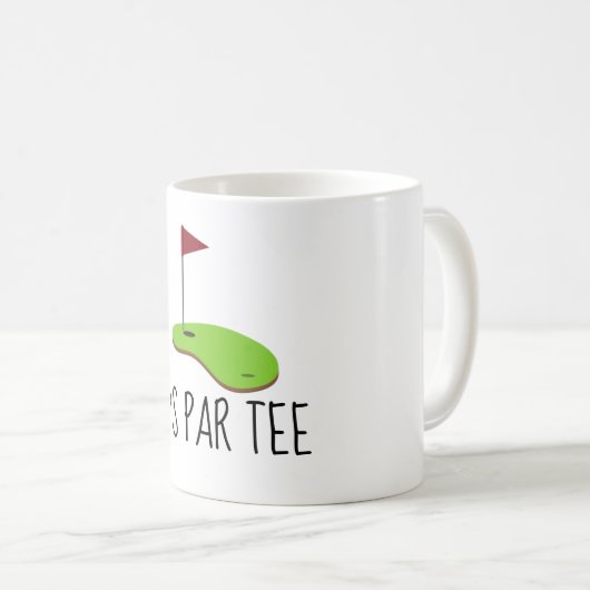 Mug Golf Let’s Par avec drapeau de golf sur vert blanc (Devant droit)