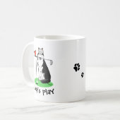 Mug Golf Sibérien Husky (noir) Chien Jouant Mal Drôle (Devant gauche)