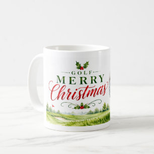 Mug Golf thème de Noël avec boule de golf chapeau de P