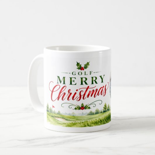 Mug Golf thème de Noël avec boule de golf chapeau de P (Devant gauche)