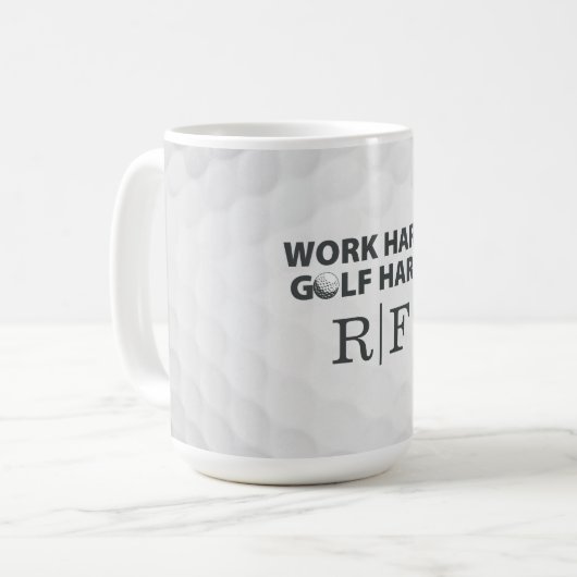 Mug Golf Travail Dur Monogramme Initial Style Rétro (Devant gauche)