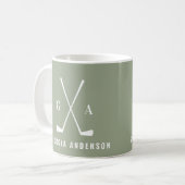 Mug Golf typographie moderne initiale monogramme vert  (Devant gauche)