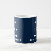 Mug Golf typographie moderne monogramme initial bleu m (Centre)