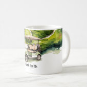 Mug Golf voiturette de golf verte sur terrain de golf (Devant droit)