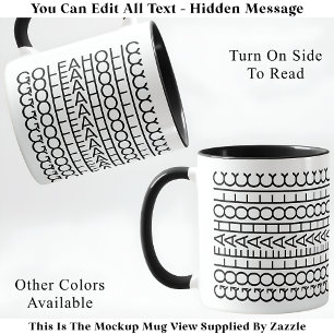 Mug Golfaholique Message Caché 140BW Drôle de Golf