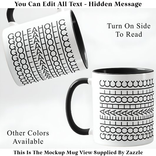 Mug Golfaholique Message Caché 140BW Drôle de Golf