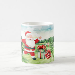 Mug Golfer Santa Claus est en Noël vert