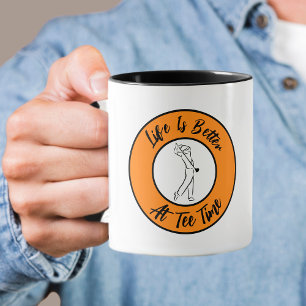 Mug Golfer Tee Temps Humour Drôle Sport Pun Noir Orang