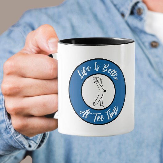 Mug Golfer Tee Temps Humour Funny Sport Pun Royal Blue