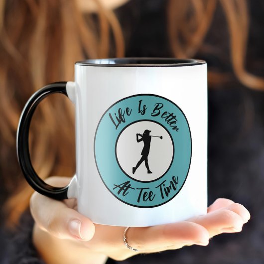 Mug Golfer Tee Temps Sports Humour Funny Pun Turquoise