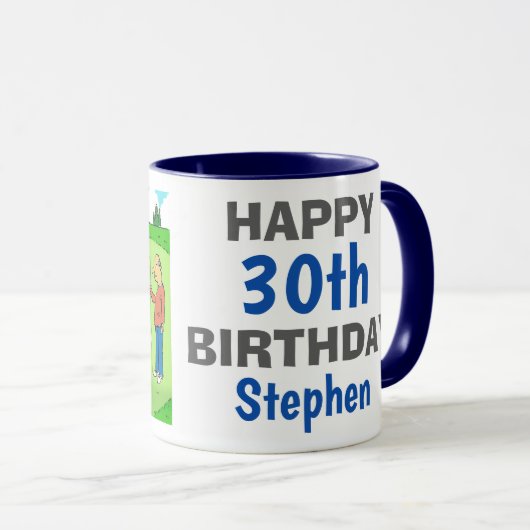 Mug Golfeur avec une navette manquée, Anniversaire (Devant droit)