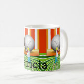 Mug Golfeur Balles de Golf à Rayure Orange (Devant droit)