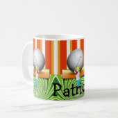 Mug Golfeur Balles de Golf à Rayure Orange (Devant gauche)
