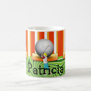 Mug Golfeur Balles de Golf à Rayure Orange