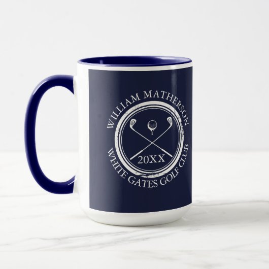 Mug Golfeur et nom du club Date Marine Blue (Gauche)