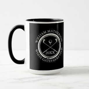 Mug Golfeur et Nom du Club Date Noir et Blanc