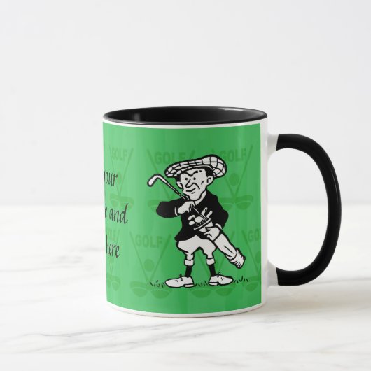 Mug Golfeur personnalisé de bande dessinée de golf (Droite)