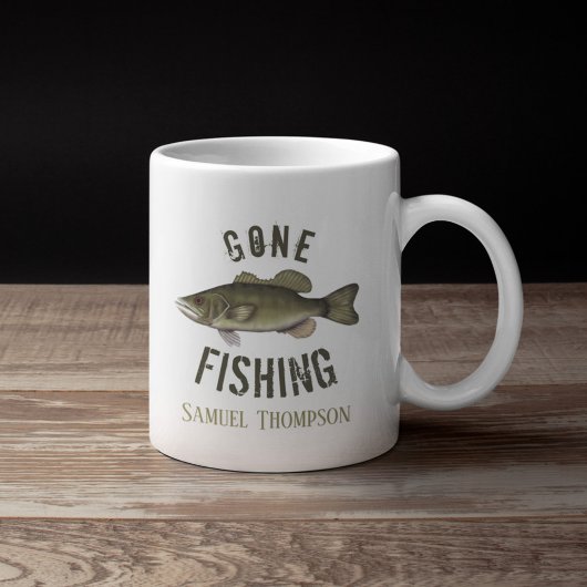 Mug Gone Fishing Bass Poisson Moderne Pêcheur Café