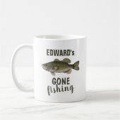 Mug Gone Fishing Basse Poisson Moderne Pêcheur Cute (Gauche)