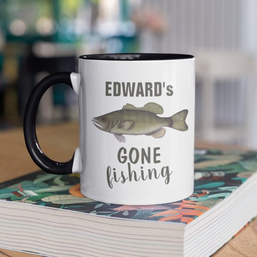 Mug Gone Fishing Basse Poisson Moderne Pêcheur Cute