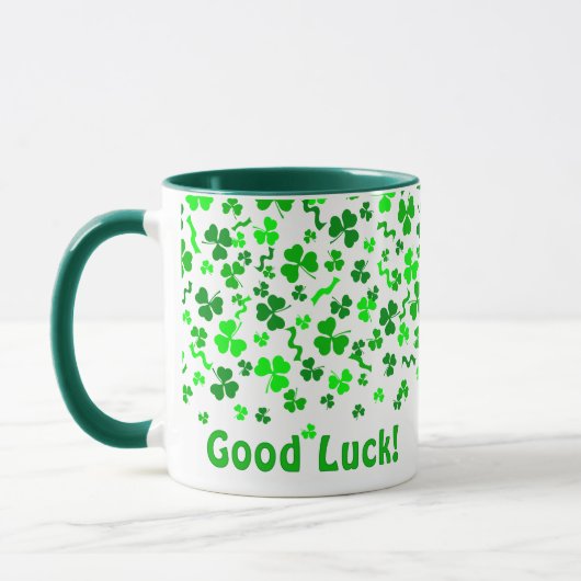 Mug Good Luck Four Leaf Clover Shamrocks Personalized (Gauche)