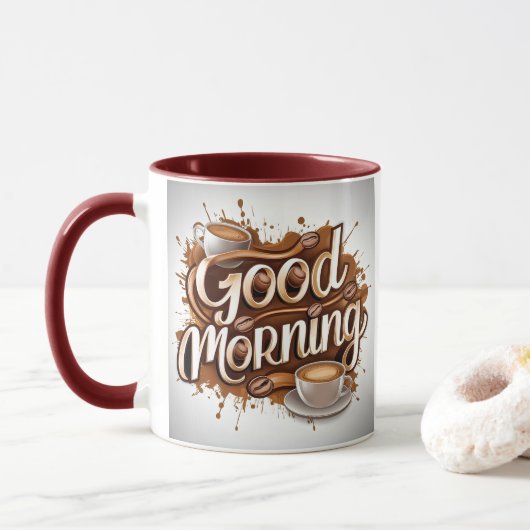 Mug Good Morning Coffee Art #7 (Avec donut)