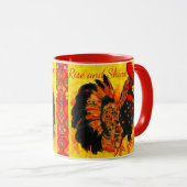 Mug  Good Morning Text Rooster Red Orange Drawing  (Devant droit)