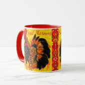 Mug  Good Morning Text Rooster Red Orange Drawing  (Devant gauche)