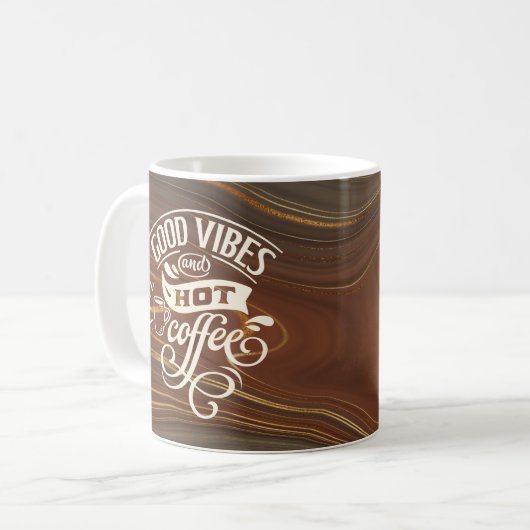 Mug Good Vibes Café Chaud Main Lettré Agate Frotté (Devant gauche)