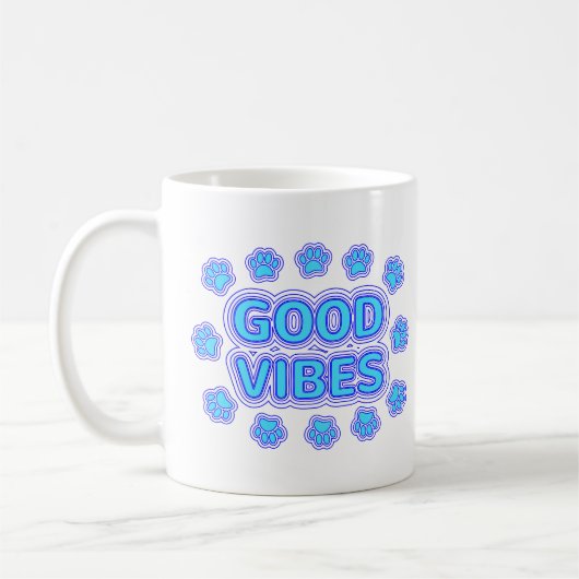Mug Good Vibes Empreintes de pattes de chiens caricatu (Gauche)