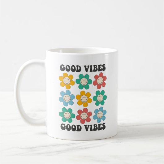 Mug Good Vibes Fleurs marguerites colorées (Gauche)