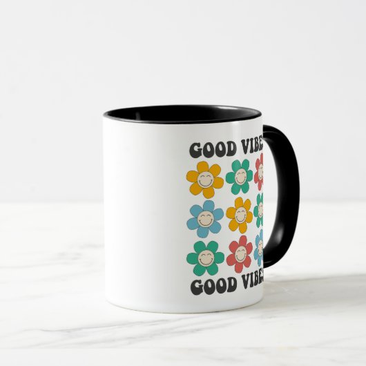 Mug Good Vibes Fleurs marguerites colorées (Devant droit)