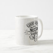 Mug Good Vibes Hot Café Main Lettré Bois rustique (Devant droit)