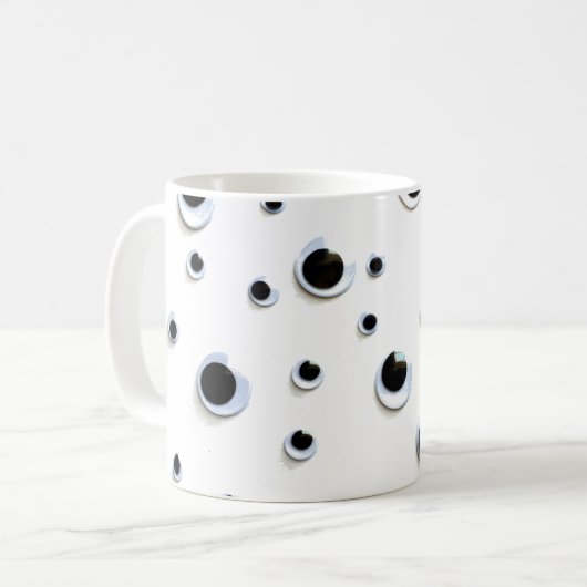 Mug Googly Eyes Noir et Blanc Points tendance mignonne (Devant gauche)