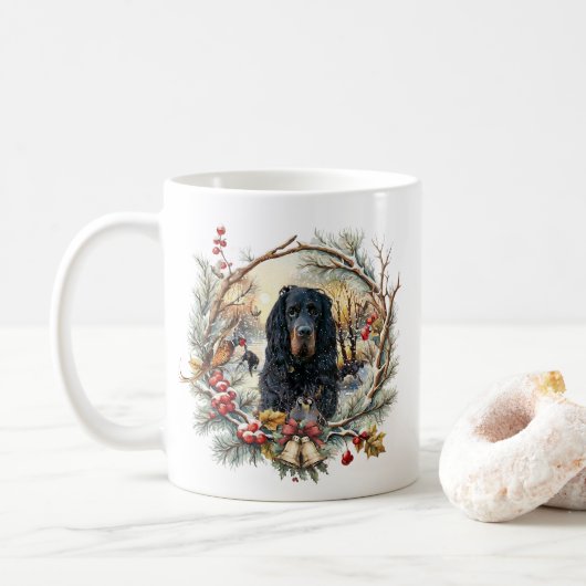 Mug Gordon Setter Christmas Joy – Seasonal Dog Art (Avec donut)